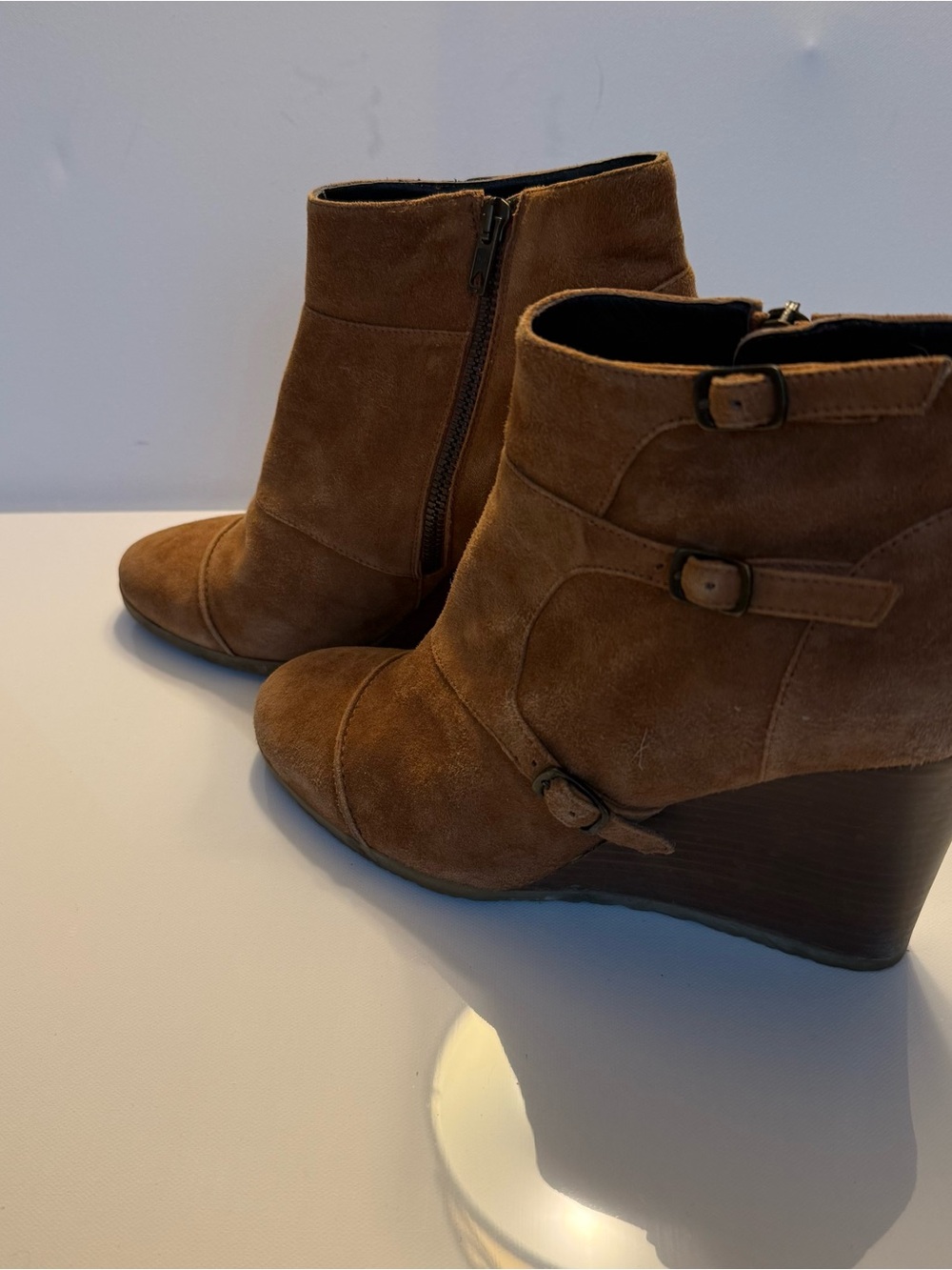 J CREW Women's Brown Suede Wedge Ankle Boots